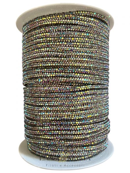 CORDINO STRASS - 10 METRI ARGENTO MULTICOLOR