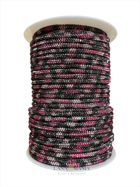 CORDINO STRASS - 10 METRI LEOPARDATO ROSA
