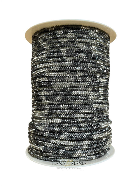 CORDINO STRASS - 10 METRI LEOPARDATO GRIGIO