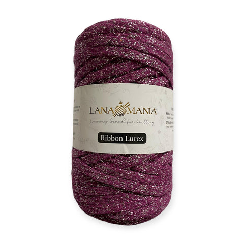 RIBBON LUREX 28 PRUGNA - ARGENTO