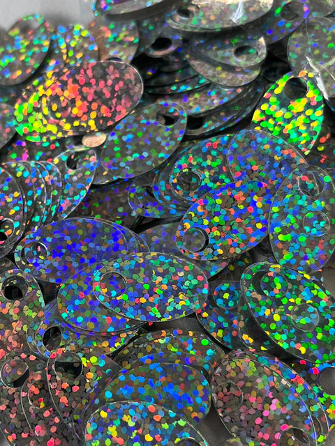 PAILLETTES 2,5CM 50G OVALE ARGENTO
