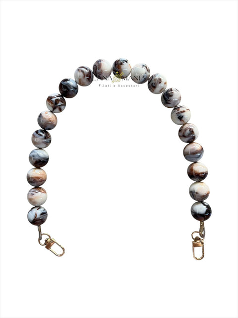 CATENA PER BORSA PEARL MARRONE E NERA