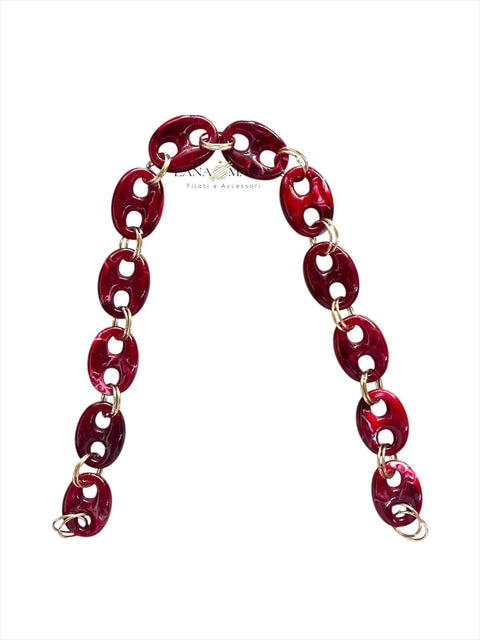 CATENA PER BORSA GLAM ROSSA E BIANCA