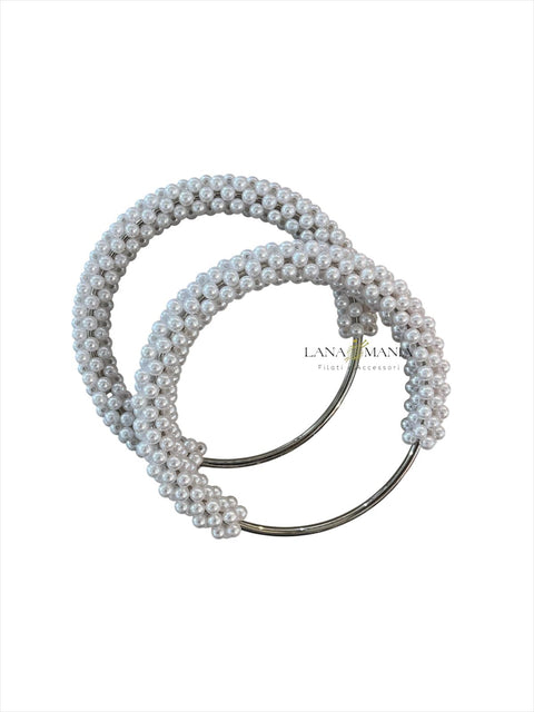 COPPIA DI MANICI IN METALLO CONPERLINE BIANCO