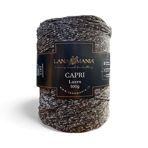 CORDINO CAPRI 500 LUREX 16 MARRONE SCURO - ARGENTO