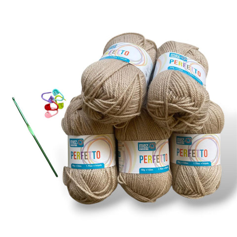 Lotto Perfetto 100% Acrilico 5pz + Uncinetto 4mm + 5 segnapunti