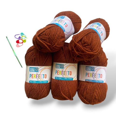 Lotto Perfetto 100% Acrilico 5pz + Uncinetto 4mm + 5 segnapunti