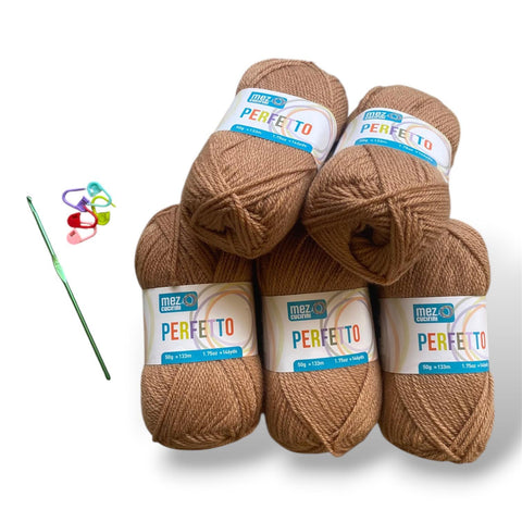 Lotto Perfetto 100% Acrilico 5pz + Uncinetto 4mm + 5 segnapunti