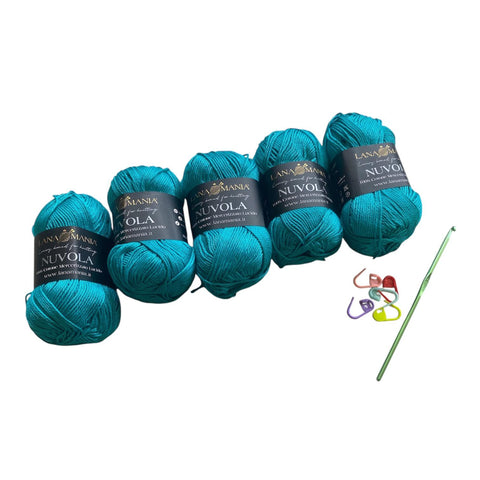 Lotto Nuvola 100% Cotone 5pz + Uncinetto 3mm + 5 segnapunti