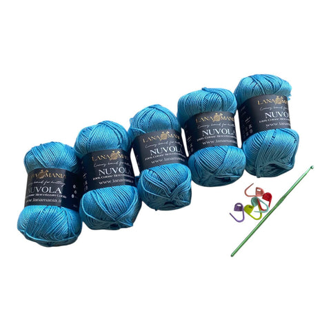Lotto Nuvola 100% Cotone 5pz + Uncinetto 3mm + 5 segnapunti