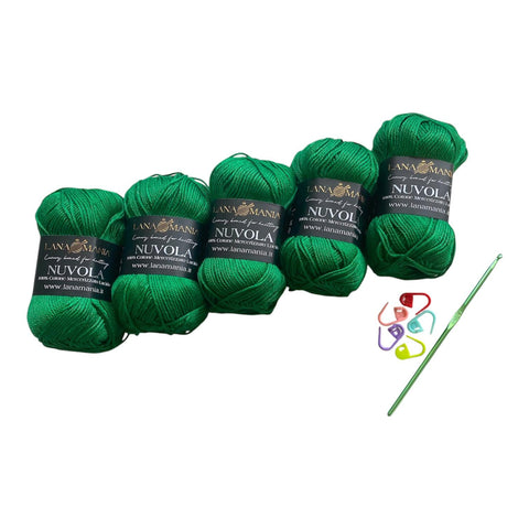 Lotto Nuvola 100% Cotone 5pz + Uncinetto 3mm + 5 segnapunti