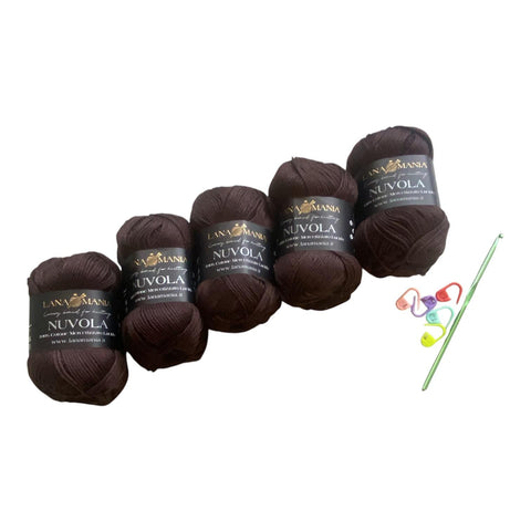 Lotto Nuvola 100% Cotone 5pz + Uncinetto 3mm + 5 segnapunti
