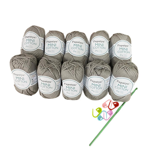 Lotto Papatya Mini Cotton 10pz + Uncinetto 4mm + 5 Segnapunti