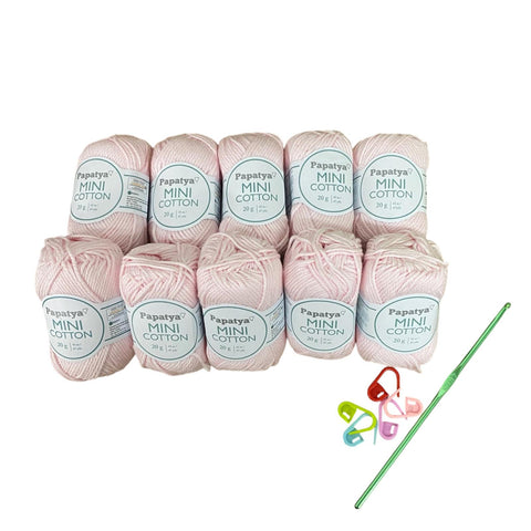 Lotto Papatya Mini Cotton 10pz + Uncinetto 4mm + 5 Segnapunti