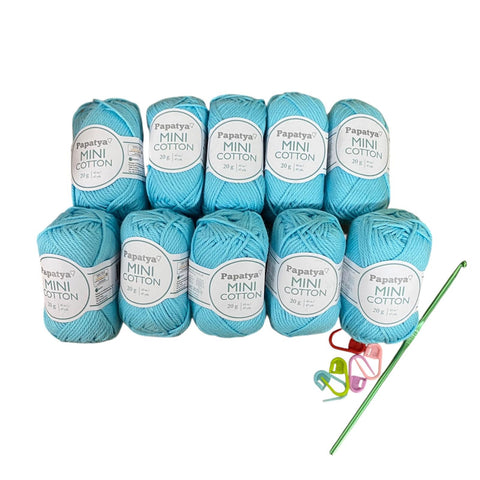 Lotto Papatya Mini Cotton 10pz + Uncinetto 4mm + 5 Segnapunti