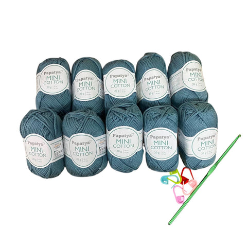 Lotto Papatya Mini Cotton 10pz + Uncinetto 4mm + 5 Segnapunti