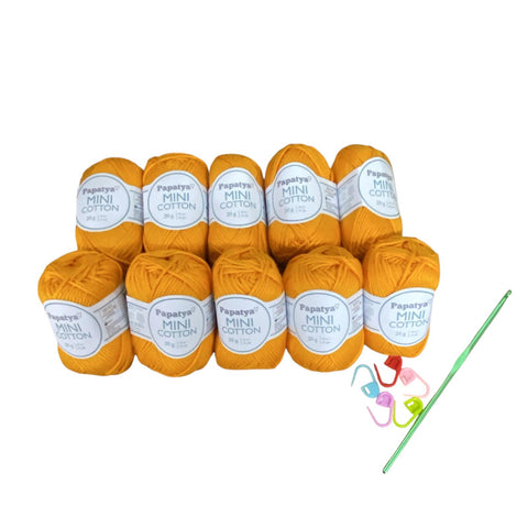 Lotto Papatya Mini Cotton 10pz + Uncinetto 4mm + 5 Segnapunti