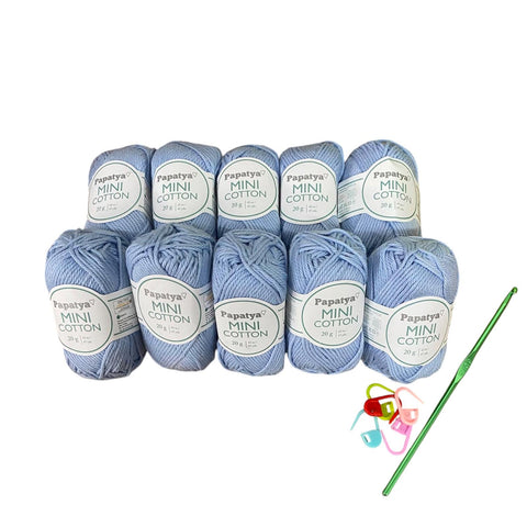 Lotto Papatya Mini Cotton 10pz + Uncinetto 4mm + 5 Segnapunti