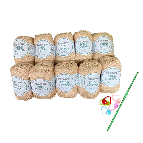 Lotto Papatya Mini Cotton 10pz + Uncinetto 4mm + 5 Segnapunti