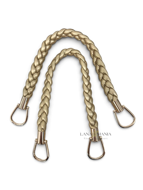 Coppia di manici per borsa in ecopelle intrecciata