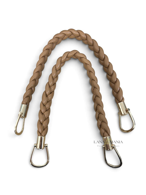 Coppia di manici per borsa in ecopelle intrecciata