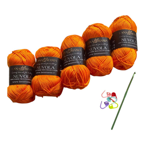 Lotto Nuvola 100% Cotone 5pz + Uncinetto 3mm + 5 segnapunti